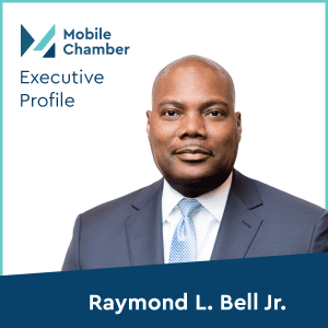 Mobile Chamber Executive Profile graphic featuring photo of Raymond L. Bell Jr.