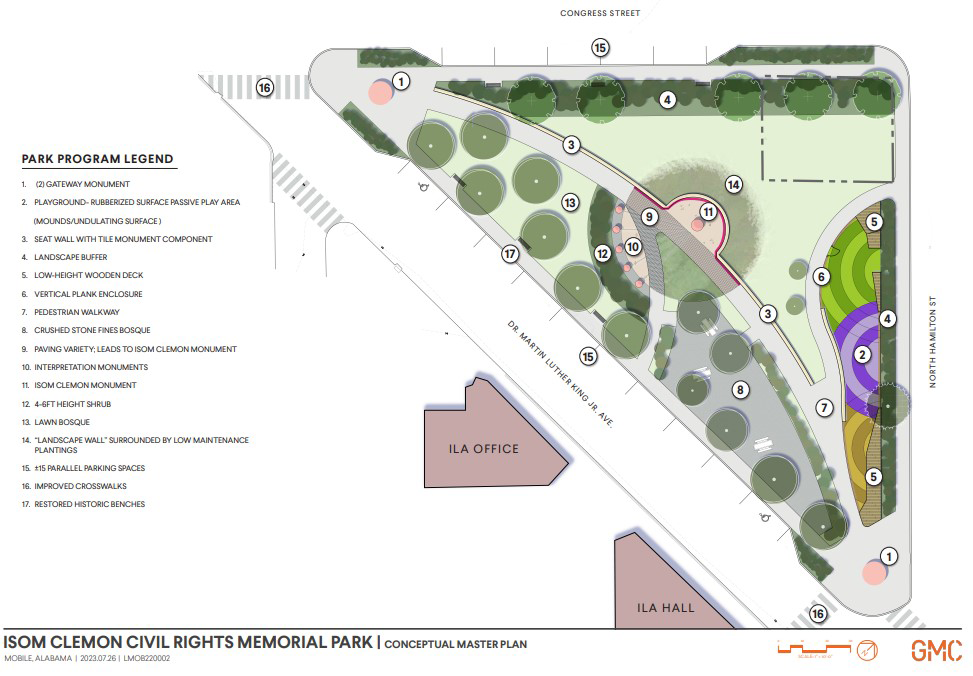 Isom Clemon Civil Rights Memorial Park plans