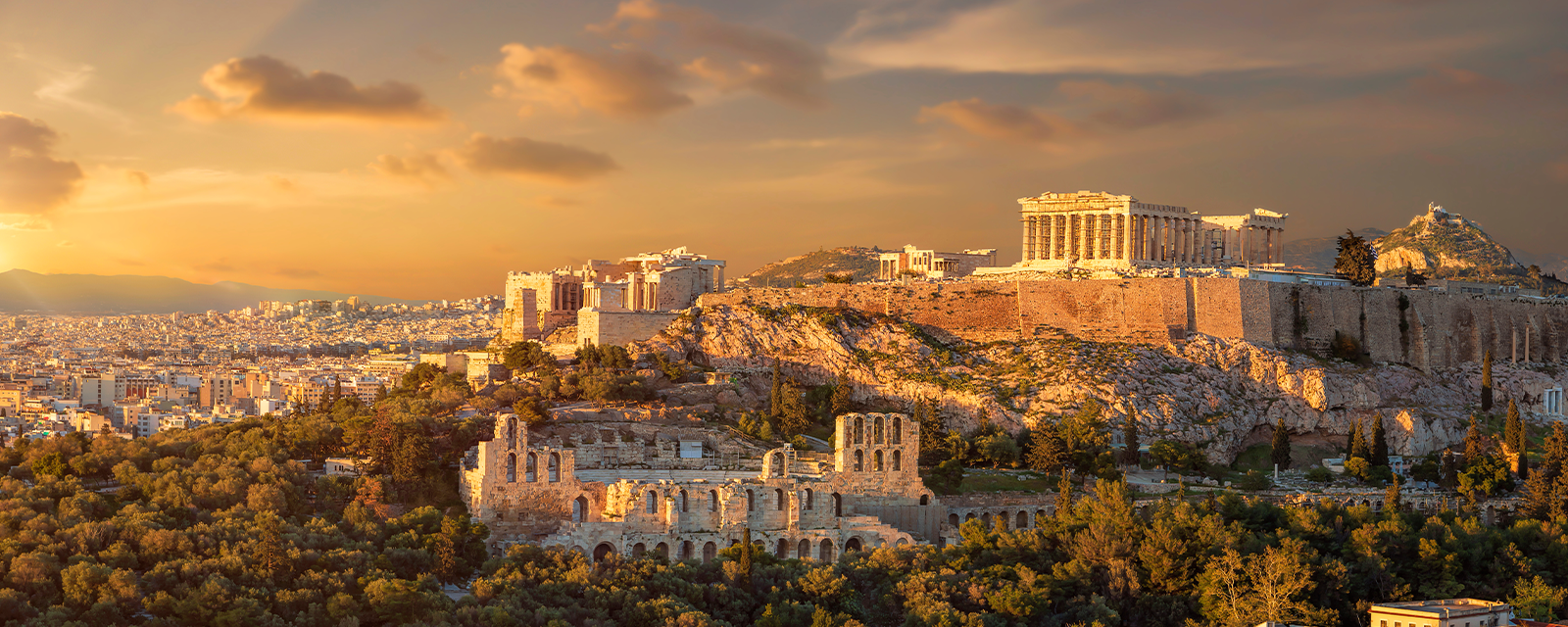 View of the Acropolis at sunset View of the Acropolis at sunset